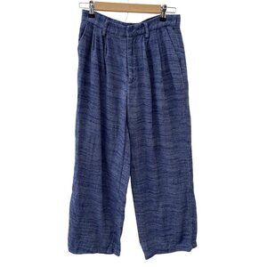 Urban Outfitters Herringbone Pleated Wide-Leg Trouser Pants Cotton Blue Women S